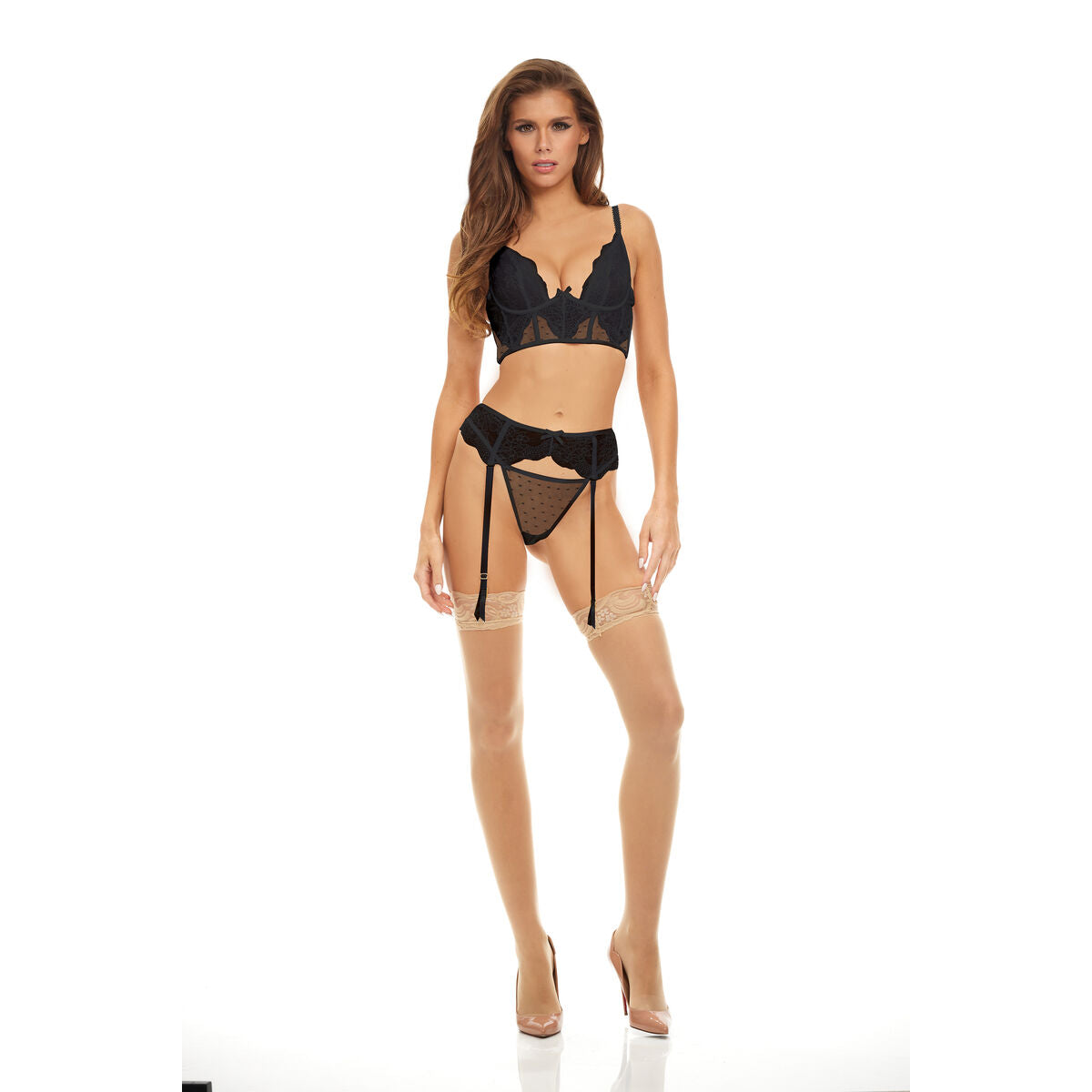 Compleu de lenjerie Bombshell Boudoir Negru (M), 2, roseregalo.com
