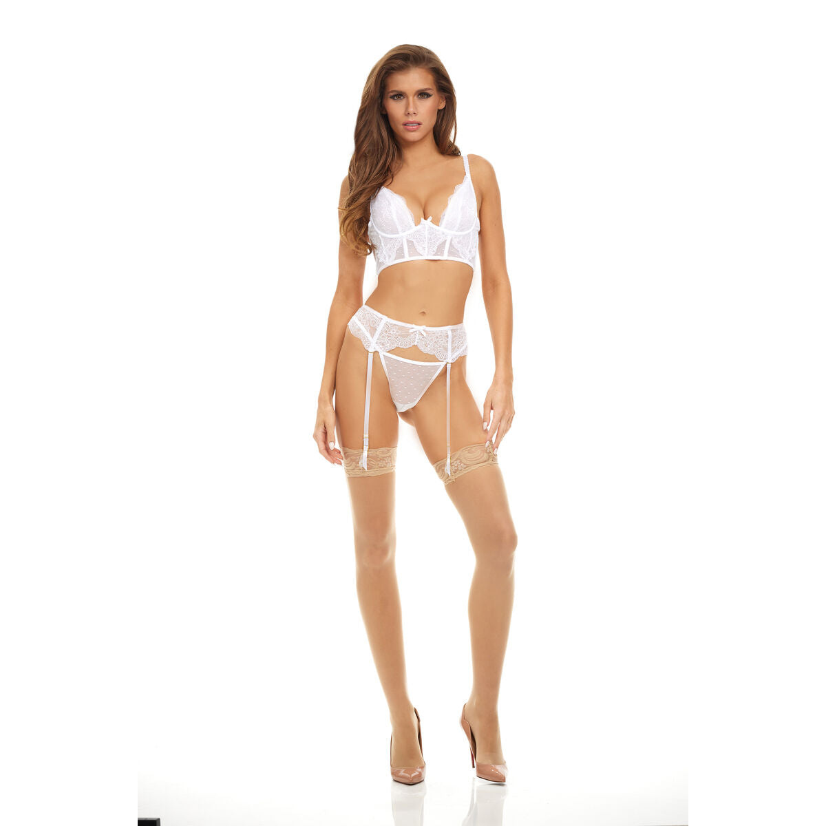 Compleu de lenjerie Bombshell Boudoir Alb (M), 2, roseregalo.com