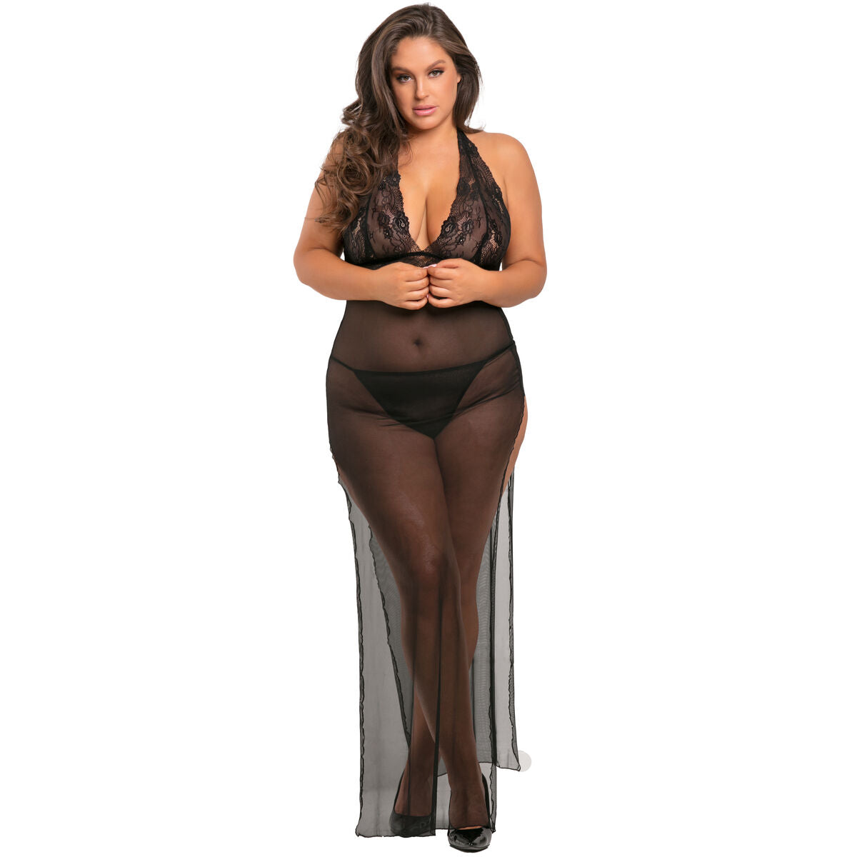 Rochie René Rofé Negru (3XL/4XL), 4, roseregalo.com