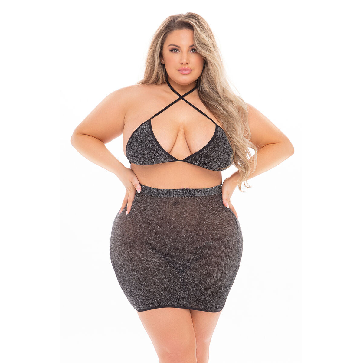 Compleu de lenjerie Pink Lipstick Negru (XL), 1, roseregalo.com