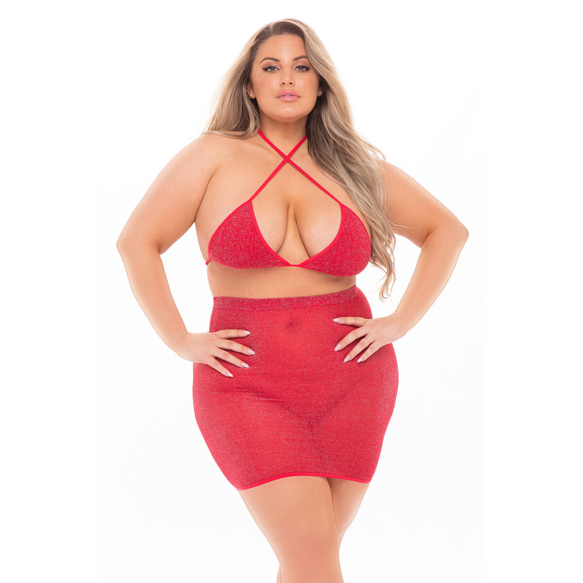 Compleu de lenjerie Pink Lipstick Roșu (XL), 1, roseregalo.com