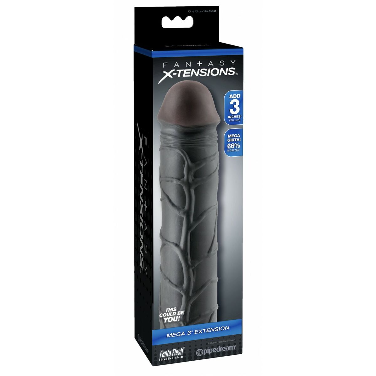 Protecţie pentru penis Pipedream Mega 3 Negru, 2, roseregalo.com