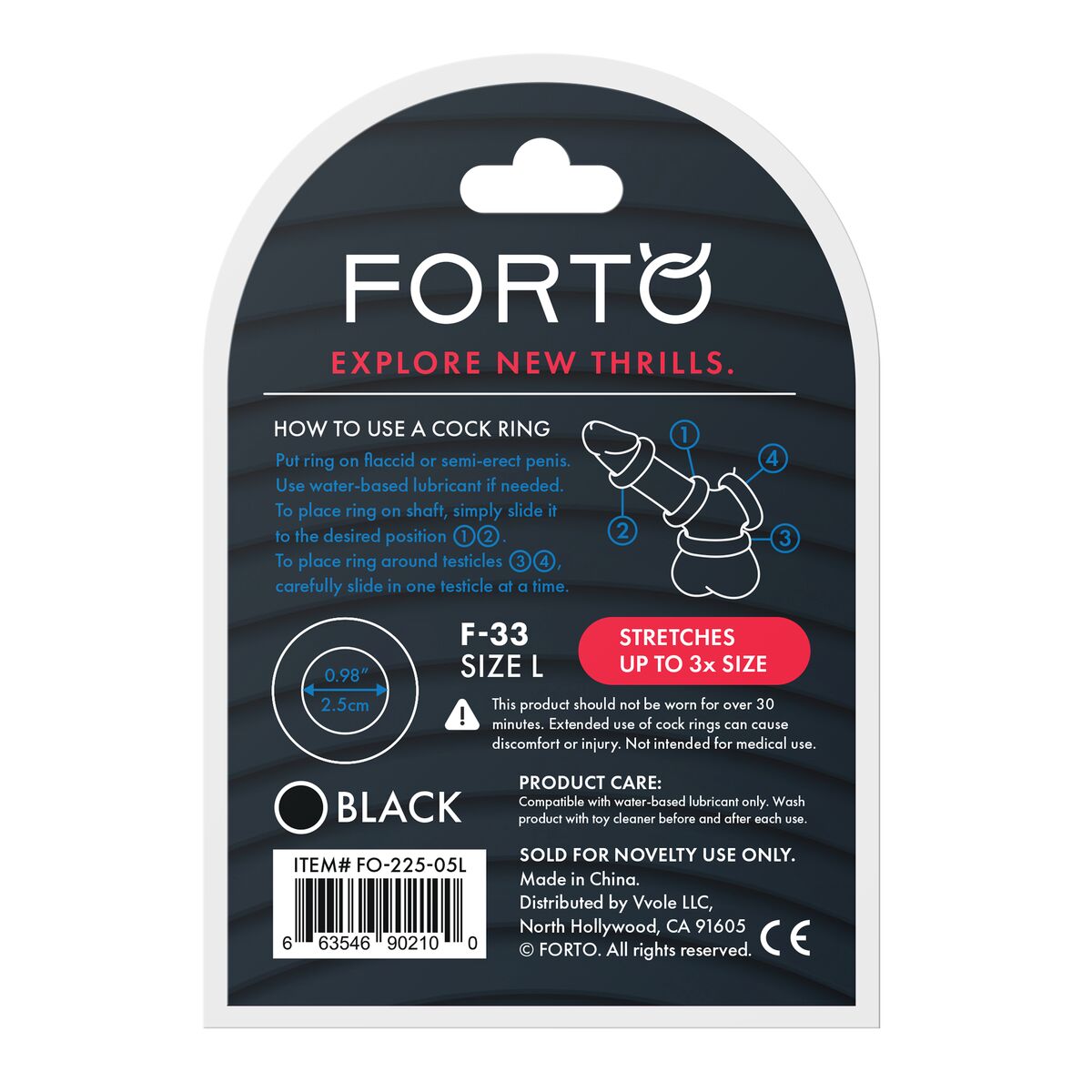 Pachet Inel Penis Forto Negru L (L) Ø 25 mm, 5, roseregalo.com