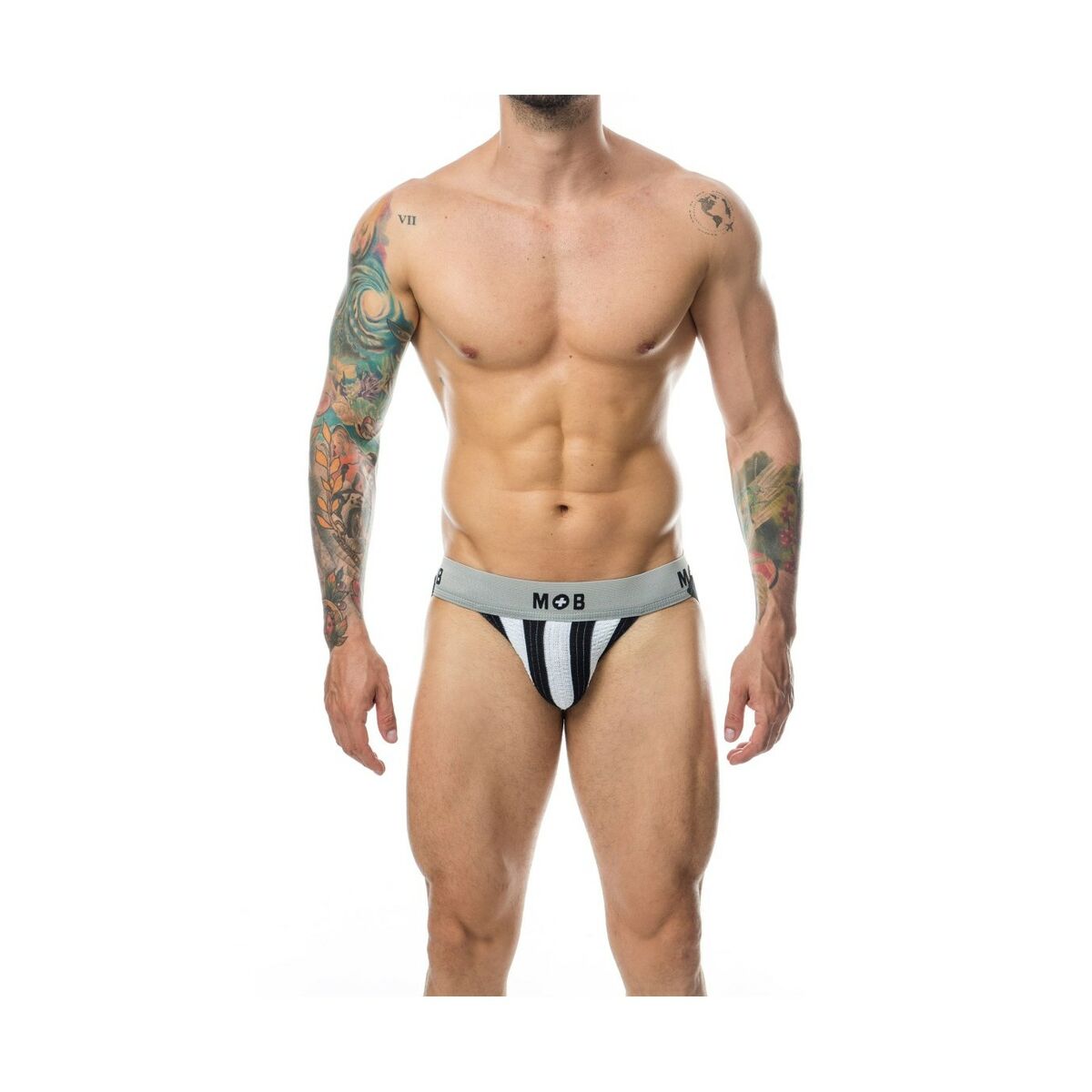 Tanga Mob Eroticwear Alb Negru, 3, roseregalo.com