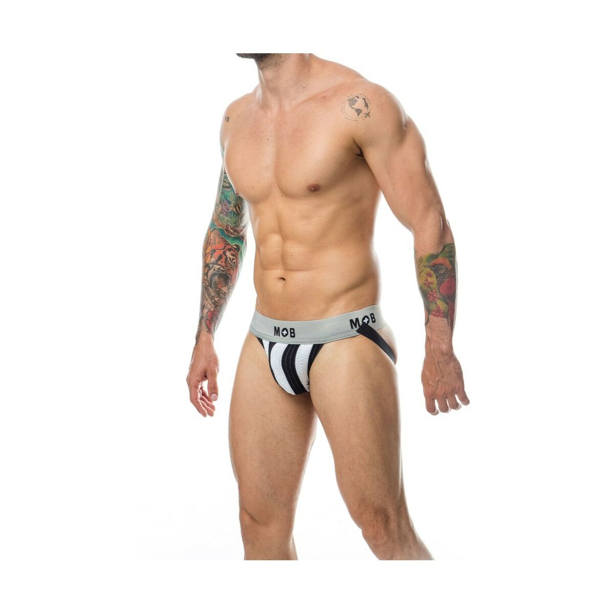 Tanga Mob Eroticwear Alb Negru, 4, roseregalo.com