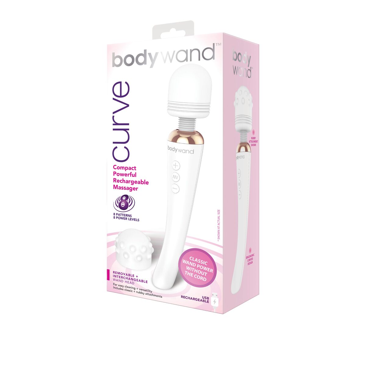 PalmPower-Reîncărcare Baghetă Masaj Curve Bodywand Bodywand Curve Alb, 1, roseregalo.com