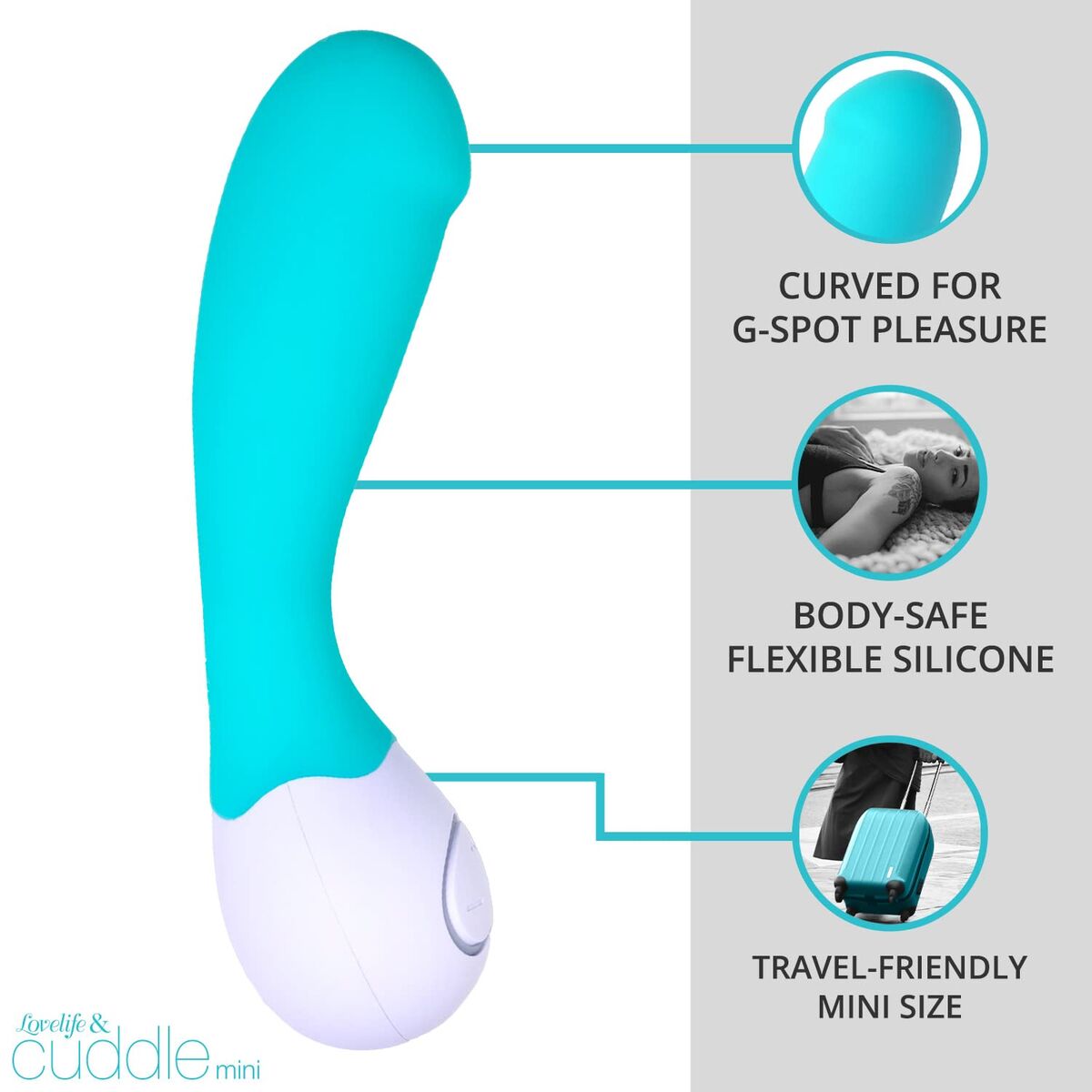 Vibrator zona G Lovelife by OhMiBod Turquoise, 6, roseregalo.com