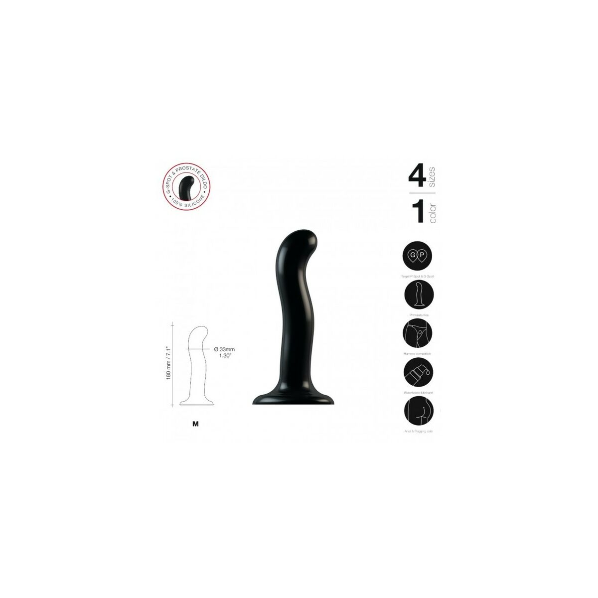 Dildo Strap-on-me POINT STIMULATOR M Negru, 4, roseregalo.com