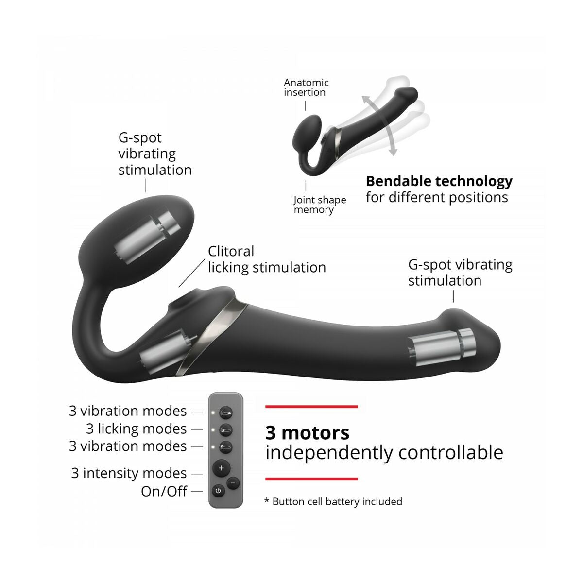 Dildo Multi Orgasm Remote Controlled Strap-on-me 6017357 Negru, 2, roseregalo.com