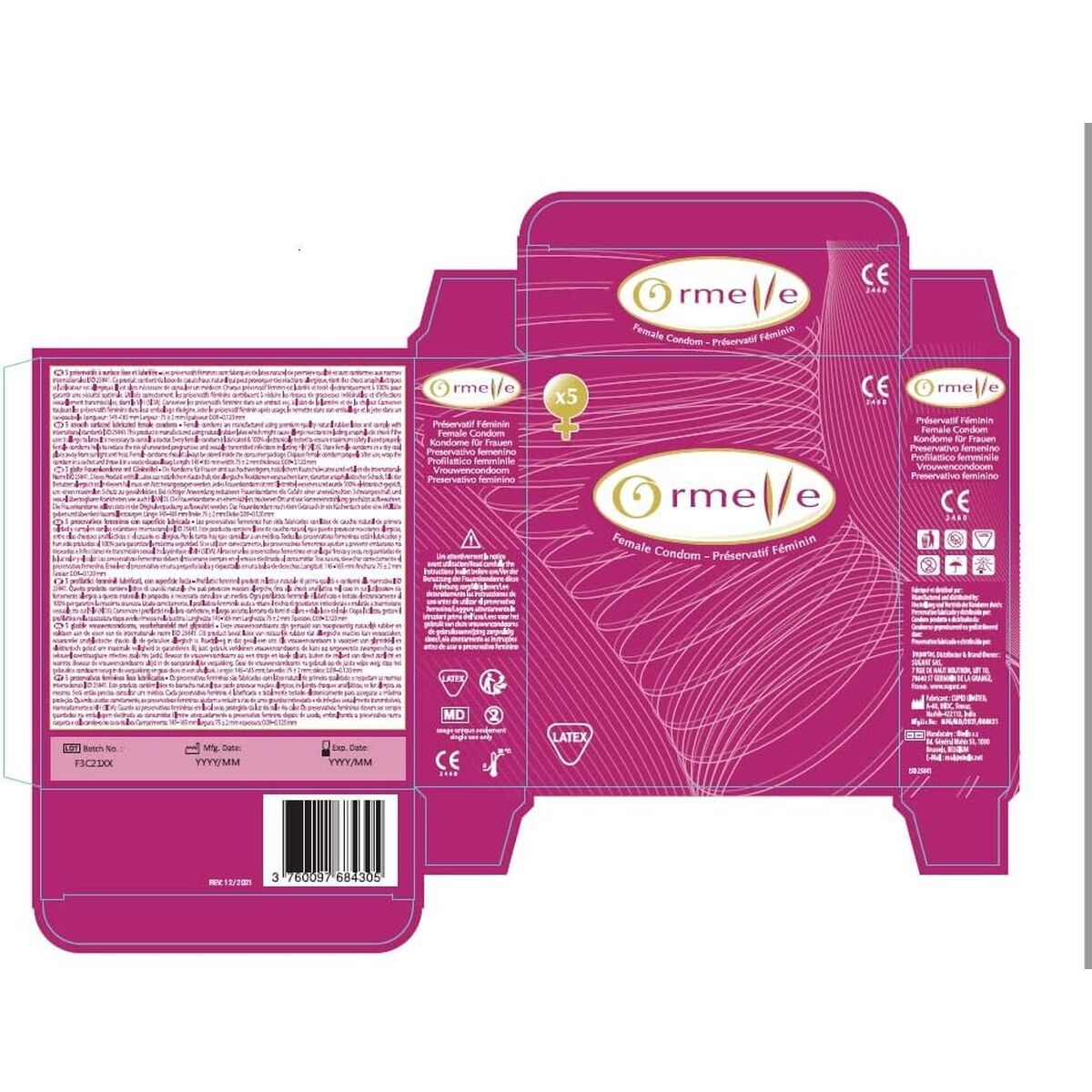 Femidom Prezervativ Femei Ormelle 5 Unități, 6, roseregalo.com