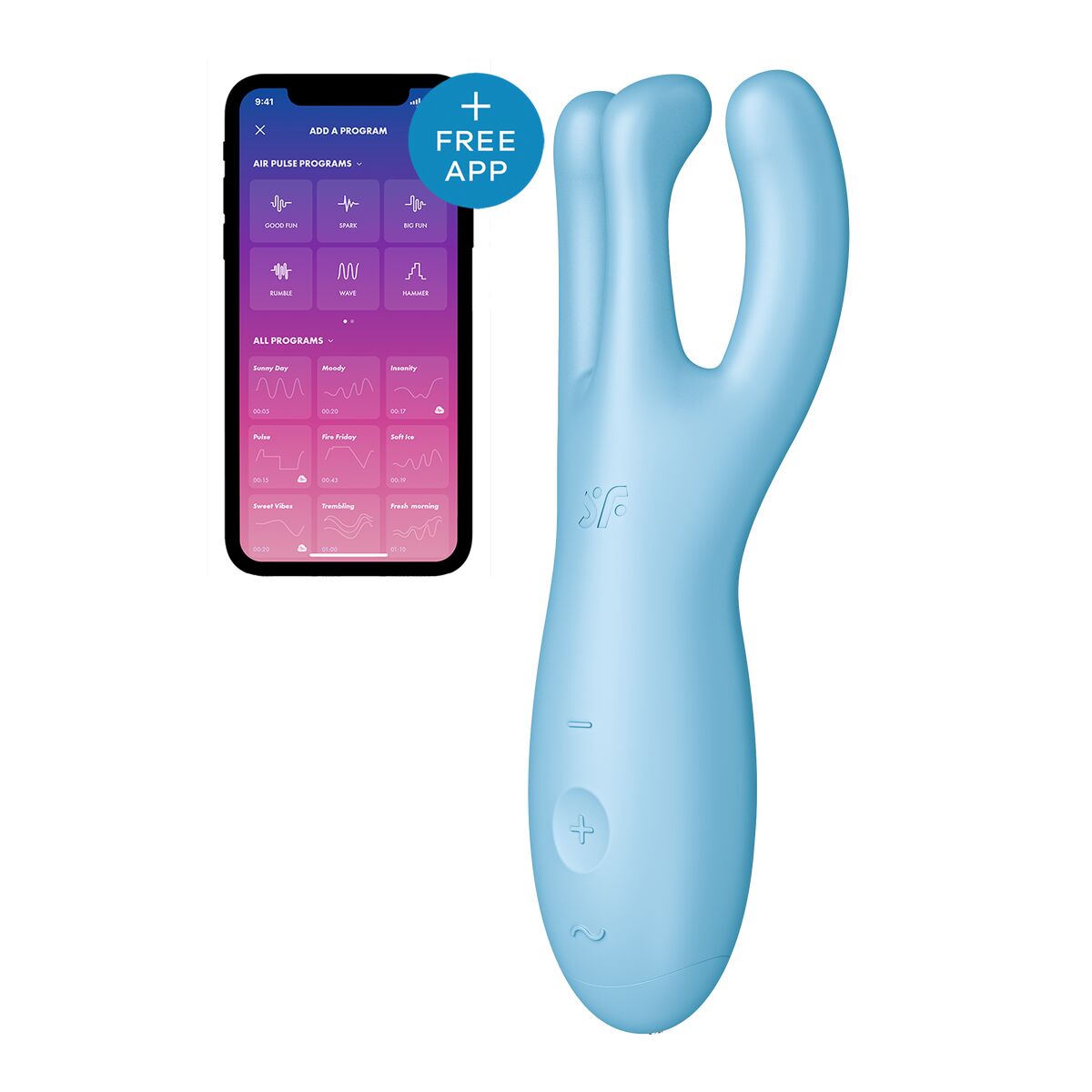 Dispozitiv de Masaj Satisfyer Threesome 4 Connect Albastru, 1, roseregalo.com