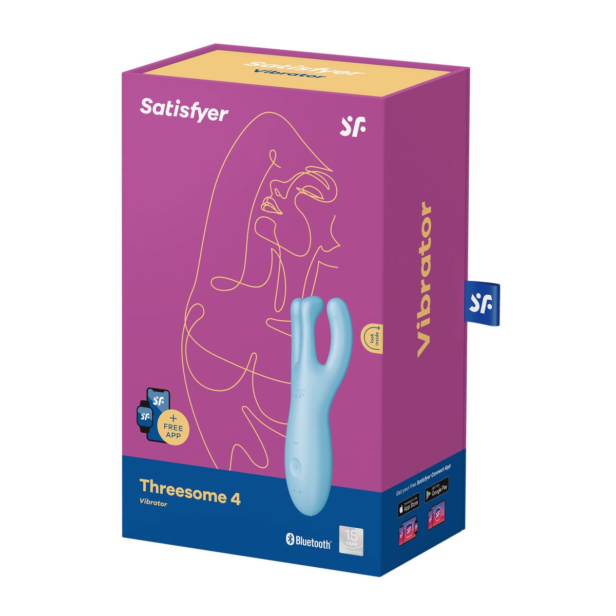 Dispozitiv de Masaj Satisfyer Threesome 4 Connect Albastru, 7, roseregalo.com