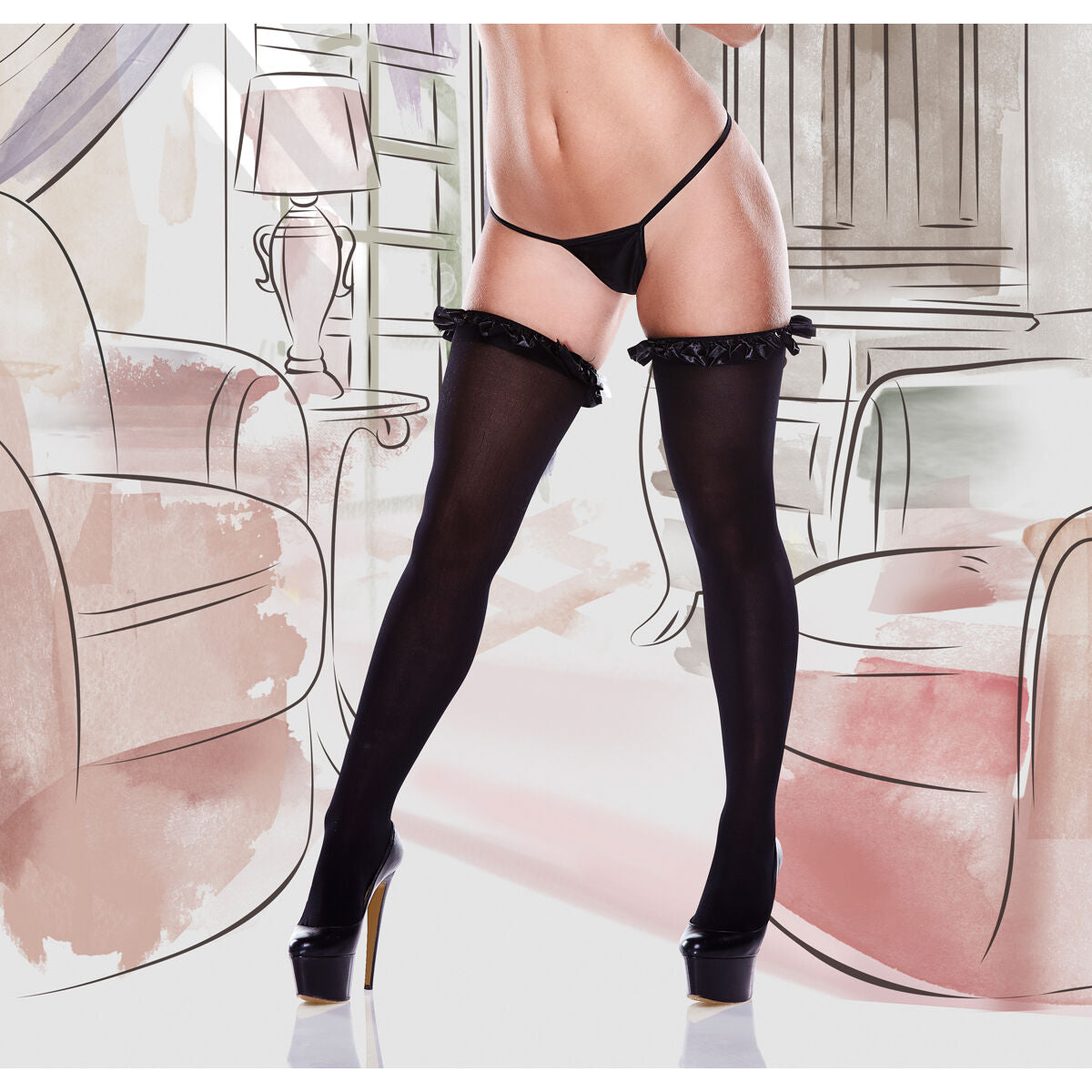 Ciorapi Baci Lingerie Negru (Mărime unică), 3, roseregalo.com