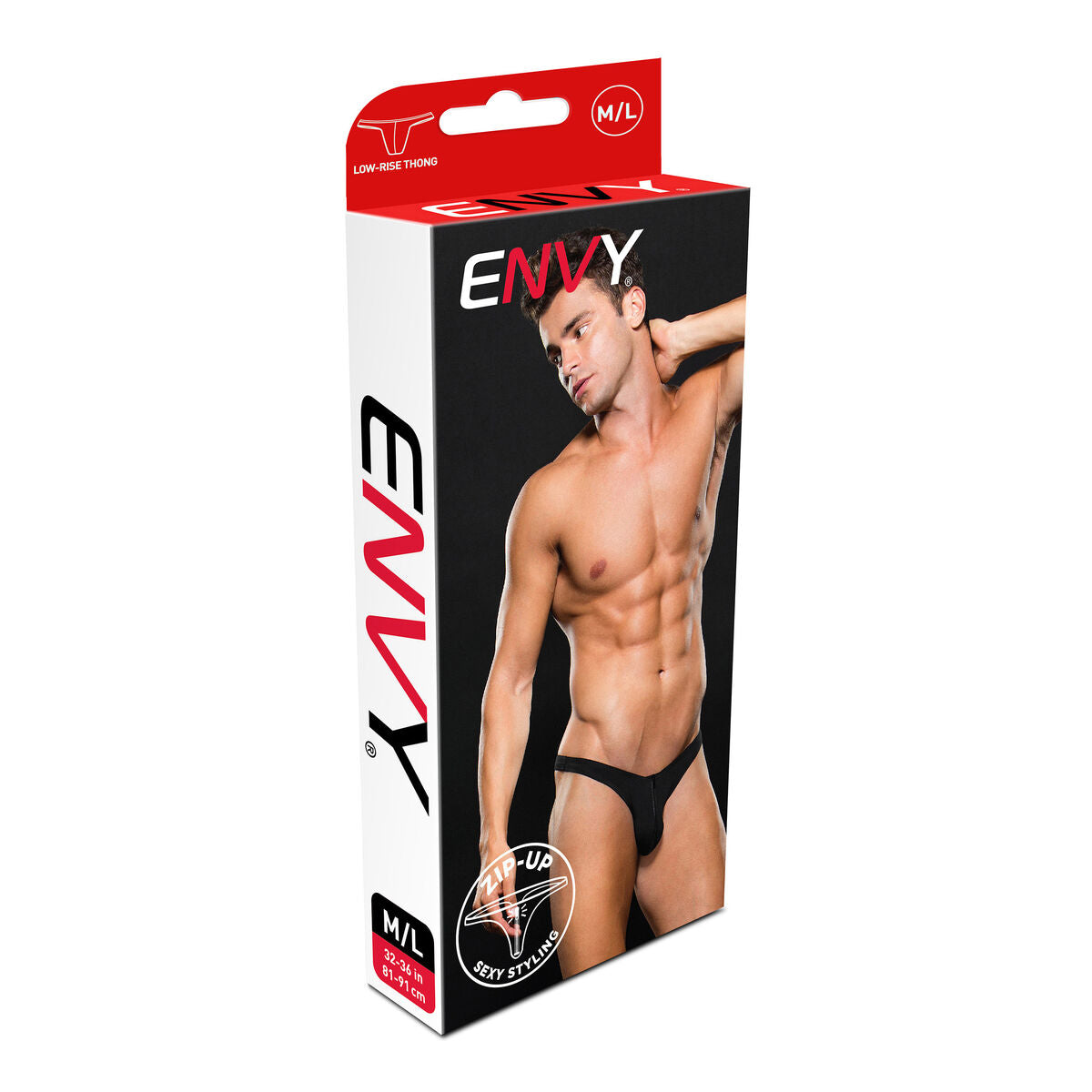Tanga Envy Lowrise Zip Negru L/XL, 3, roseregalo.com