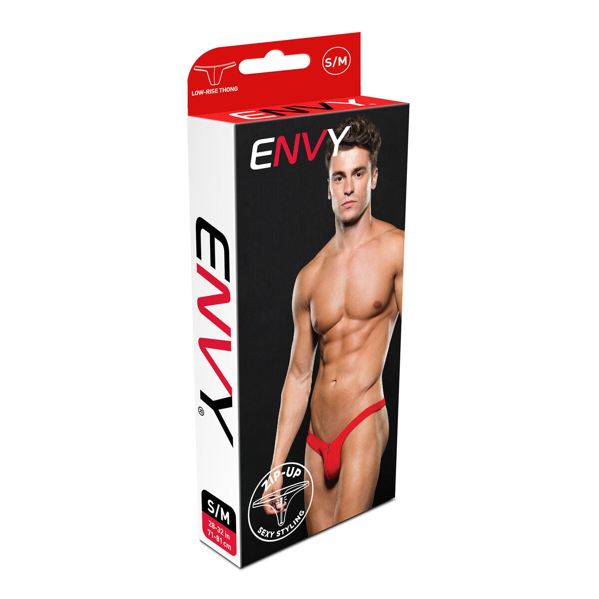 Tanga Lowrise Envy Zip Roșu L/XL, 3, roseregalo.com