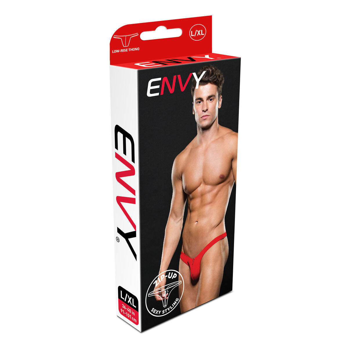 Tanga Lowrise Envy Zip Roșu L/XL, 1, roseregalo.com