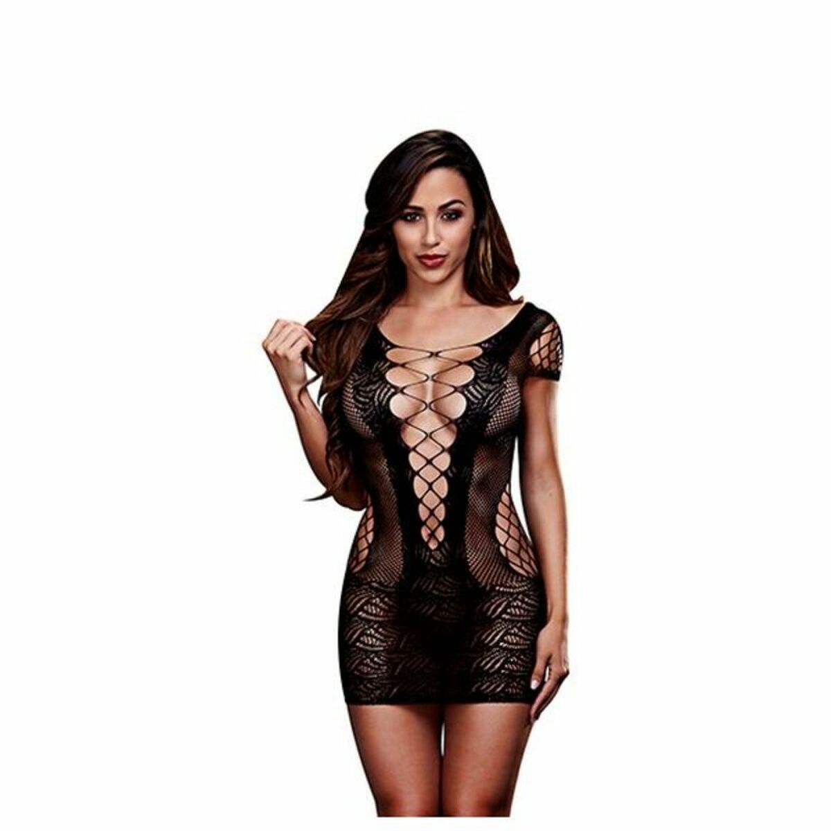 Rochie Mini Corset din Dantelă Mărime Universală Baci Lingerie BLW3126 Negru (Mărime unică), 2, roseregalo.com