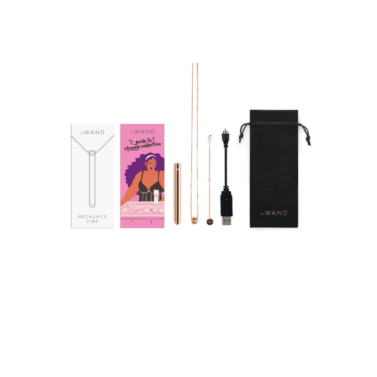 Vibrator Bullet Le Wand Necklace Pandantiv Aur Roz, 8, roseregalo.com