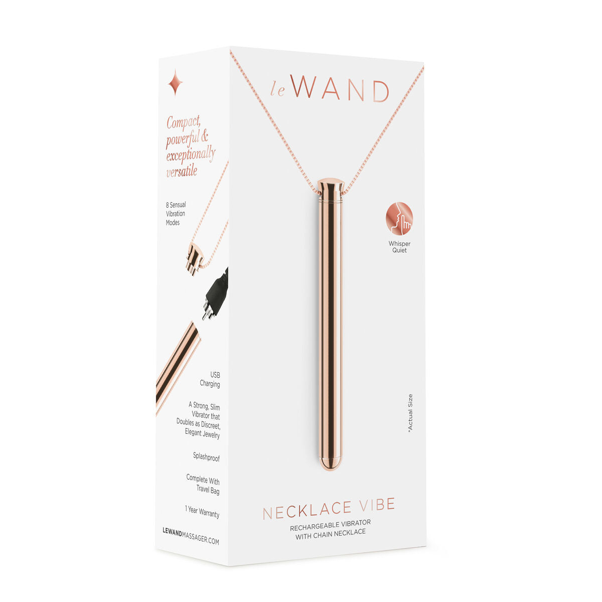 Vibrator Bullet Le Wand Necklace Pandantiv Aur Roz, 1, roseregalo.com