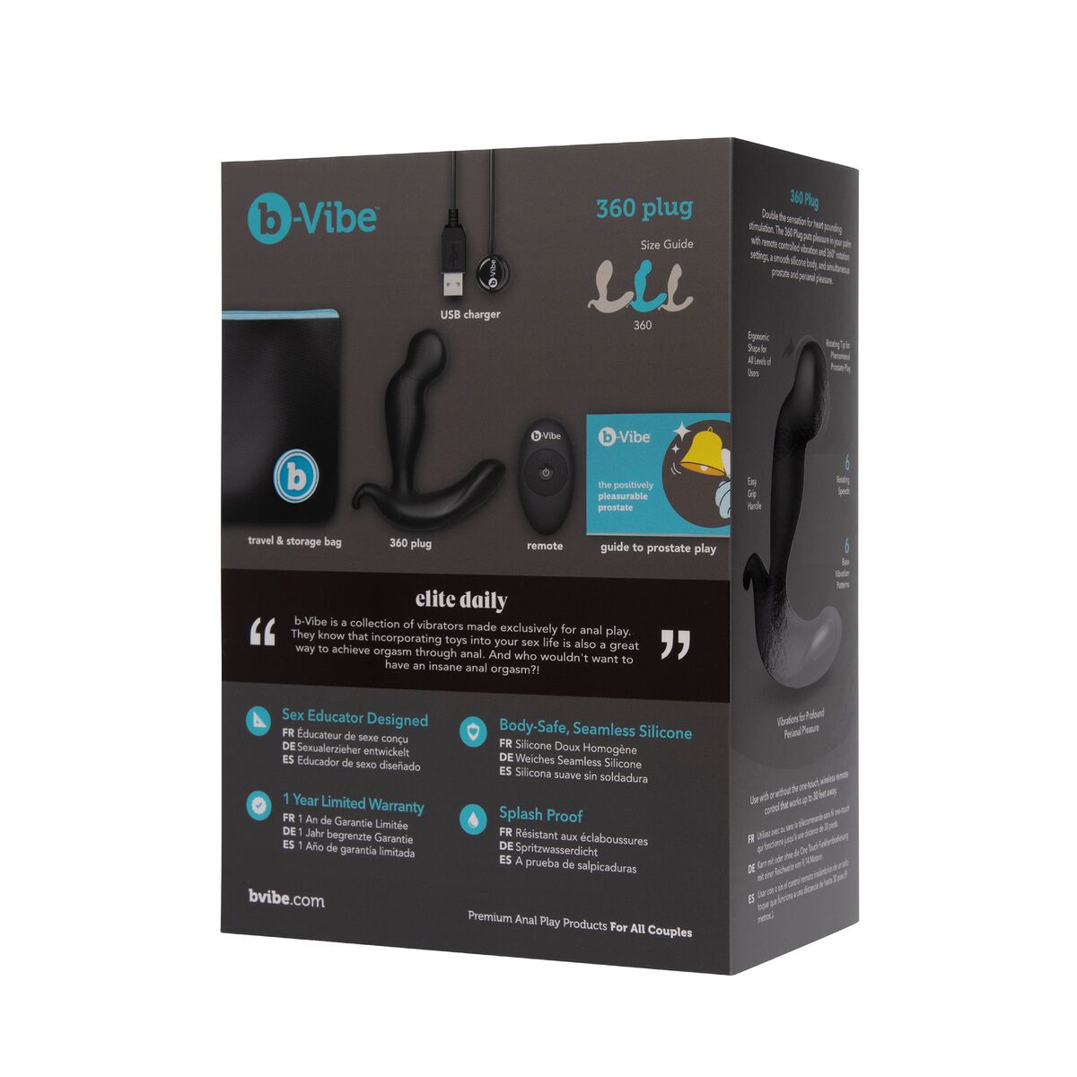 Plug Anal B-Vibe 360 Negru, 9, roseregalo.com