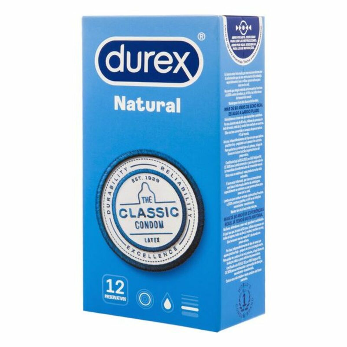 Prezervative Durex Natural Ø 5,6 cm (12 uds), 1, roseregalo.com