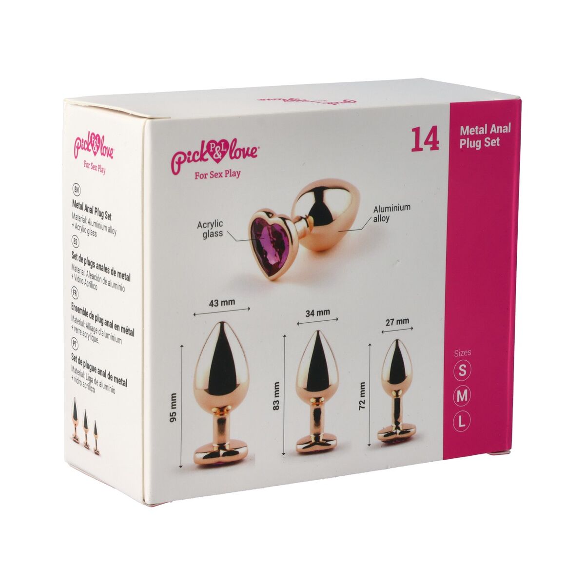 Plug Anal Pick&amp;Love Nº 14 Auriu* 3 Piese (8,3 cm) (9,5 cm) (7,6 cm), 9, roseregalo.com