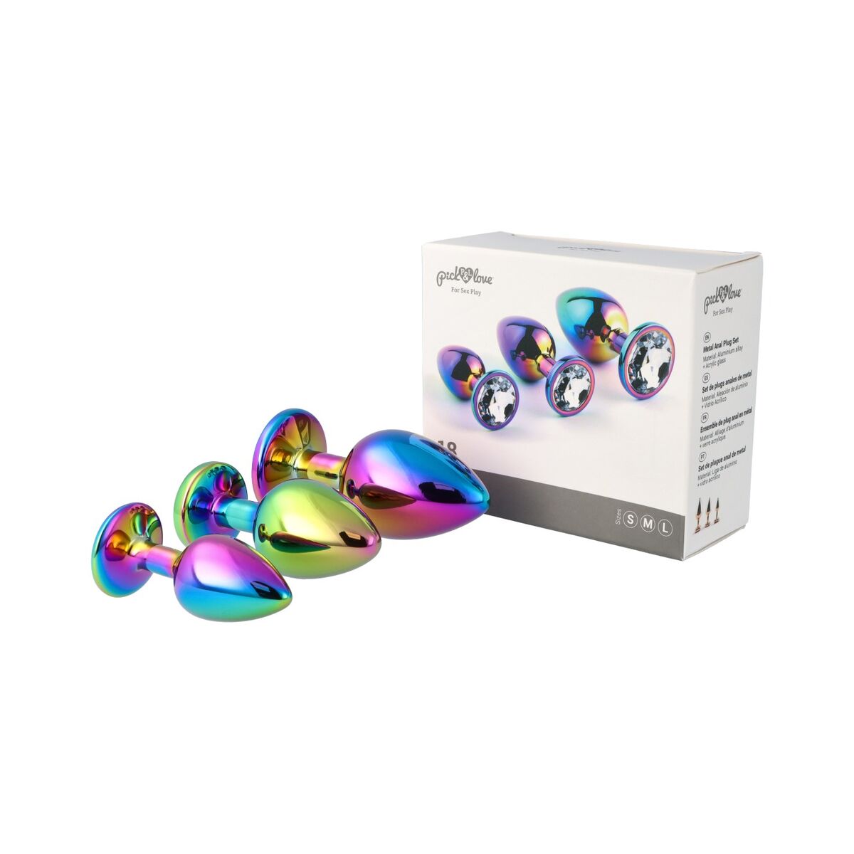 Plug Anal Pick&amp;Love Nº 18 Multicolor 3 Piese (8,3 cm) (9,5 cm) (7,6 cm), 2, roseregalo.com