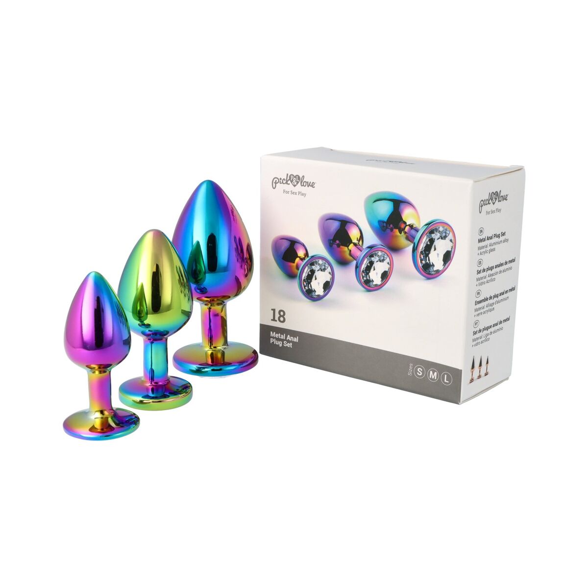 Plug Anal Pick&amp;Love Nº 18 Multicolor 3 Piese (8,3 cm) (9,5 cm) (7,6 cm), 8, roseregalo.com