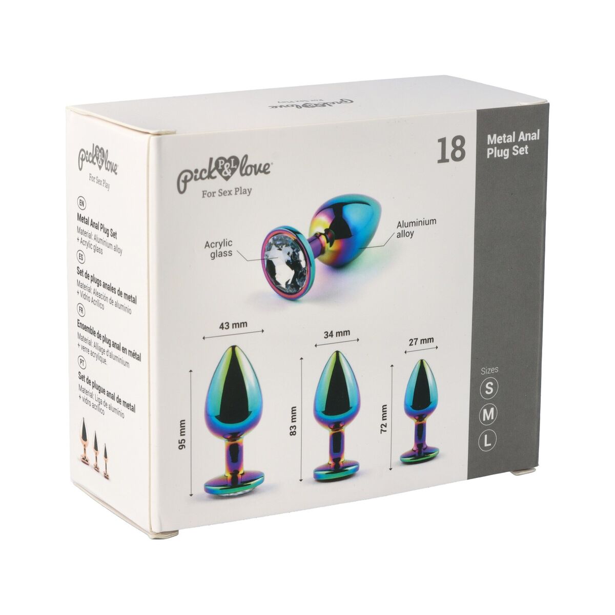 Plug Anal Pick&amp;Love Nº 18 Multicolor 3 Piese (8,3 cm) (9,5 cm) (7,6 cm), 9, roseregalo.com