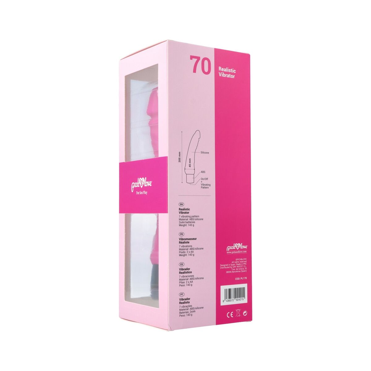 Dildo realist Pick&amp;Love Nº 70 Silicon Roz, 5, roseregalo.com