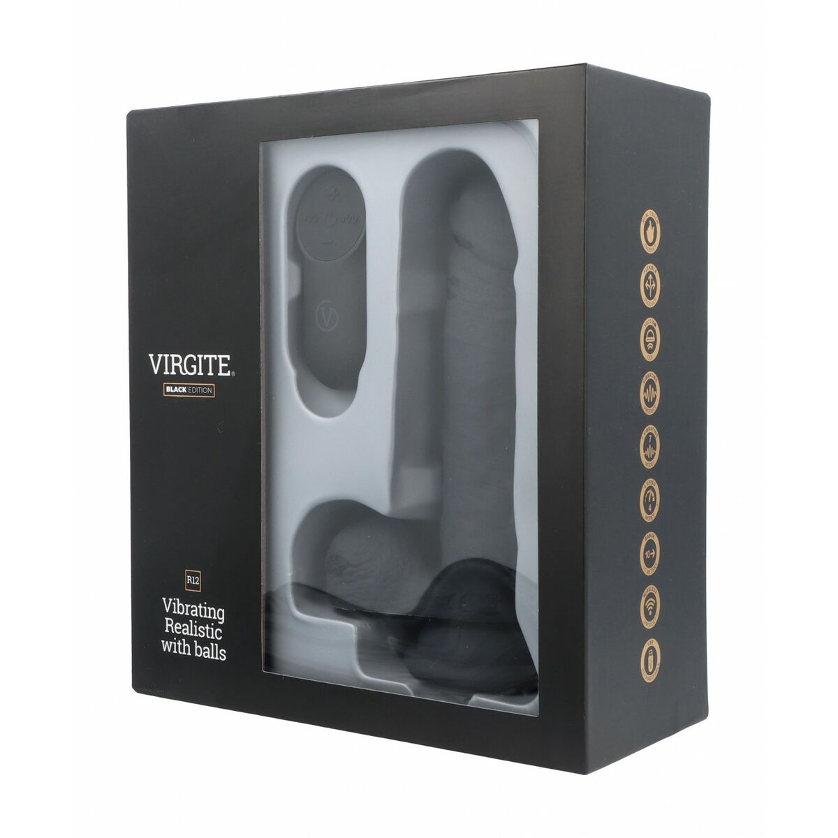 Dildo realist Virgite R12 Negru 14,4 cm, 4, roseregalo.com