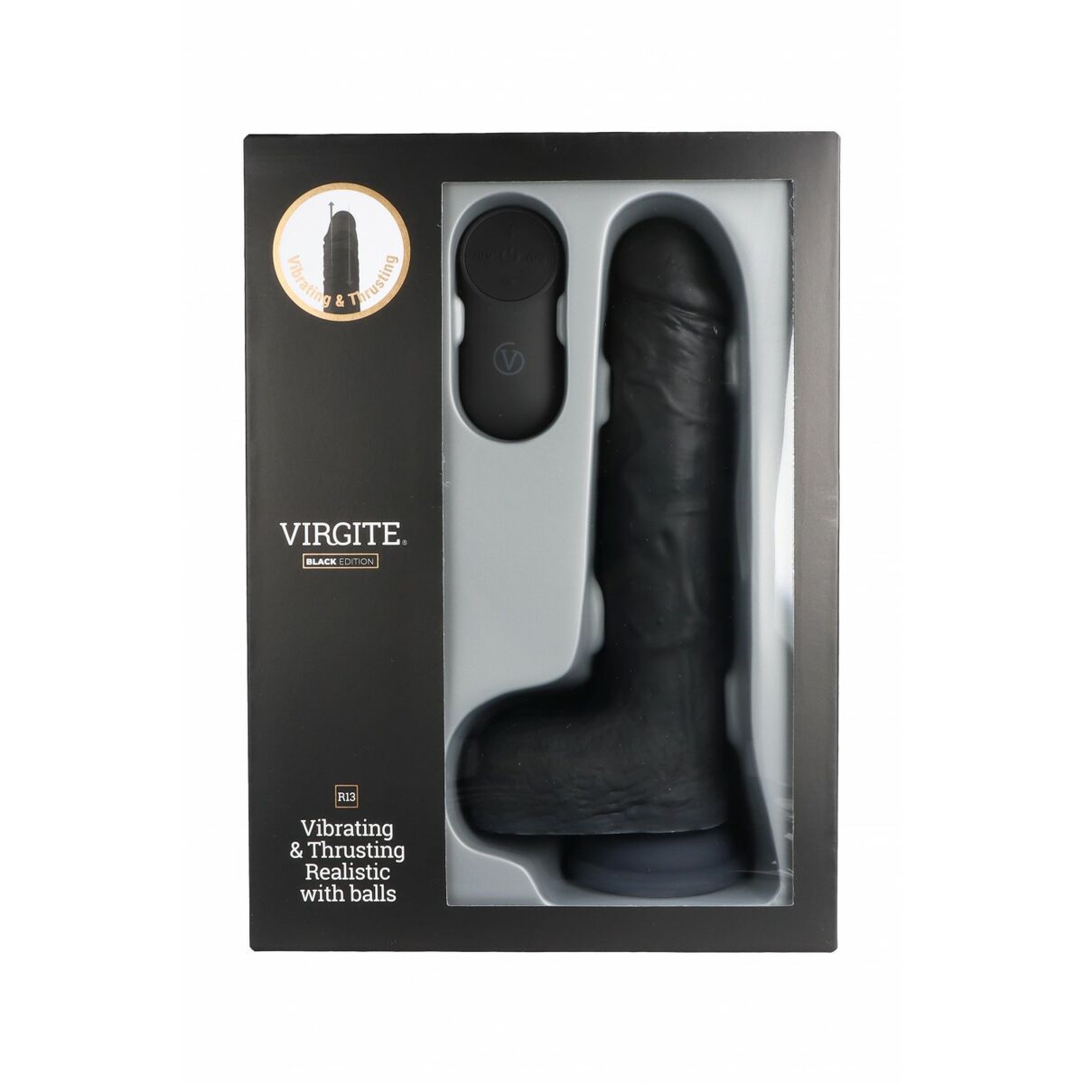 Dildo realist Virgite R13 Negru 20 cm, 2, roseregalo.com
