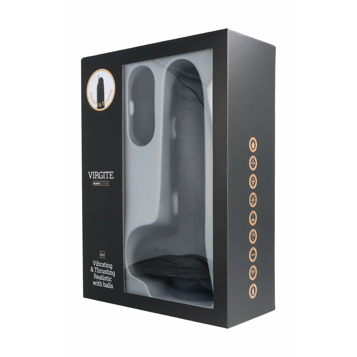 Dildo realist Virgite R13 Negru 20 cm, 3, roseregalo.com