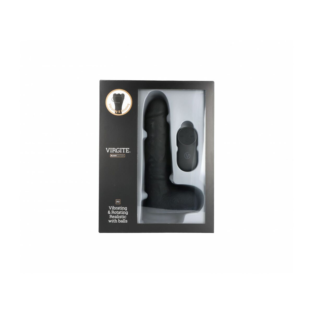Dildo realist Virgite R9 Negru 19 cm, 2, roseregalo.com