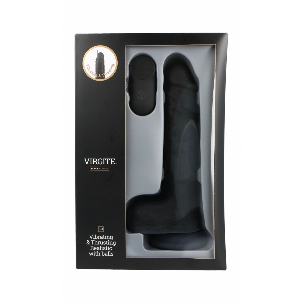 Dildo realist Virgite R14 Negru 23 cm, 2, roseregalo.com