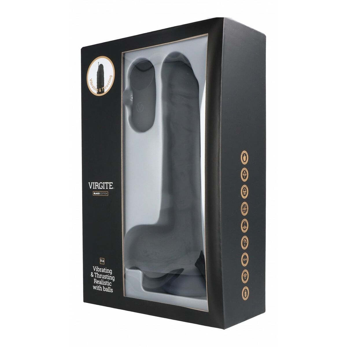 Dildo realist Virgite R14 Negru 23 cm, 3, roseregalo.com