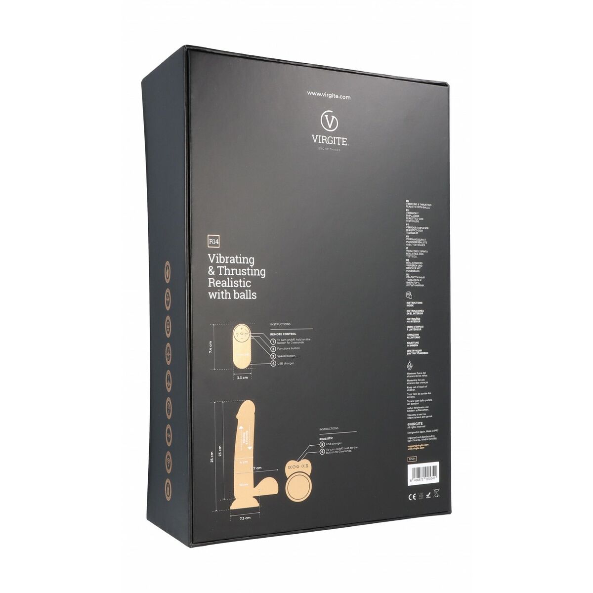 Dildo realist Virgite R14 Negru 23 cm, 4, roseregalo.com