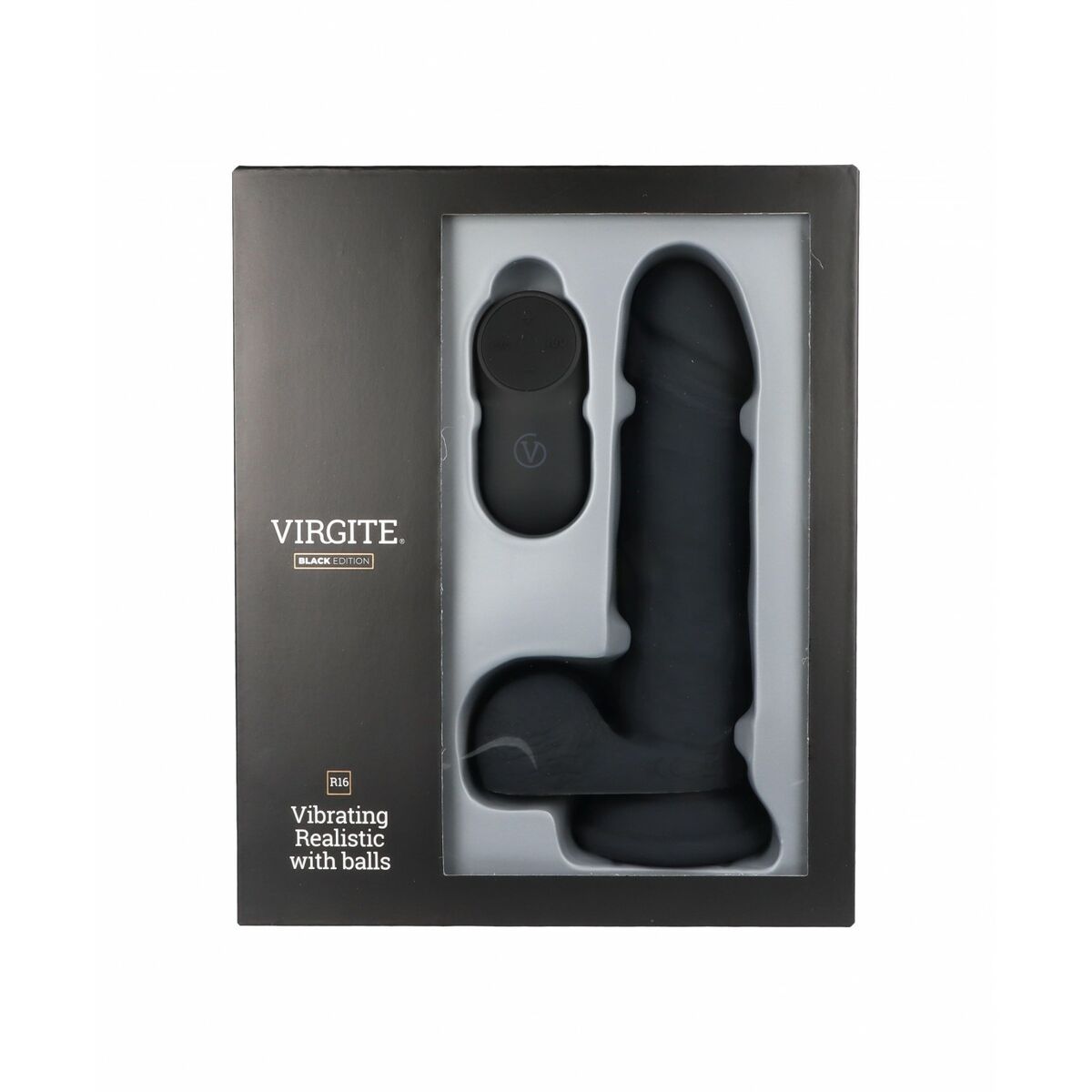 Dildo realist Virgite R16 Negru 16 cm, 2, roseregalo.com