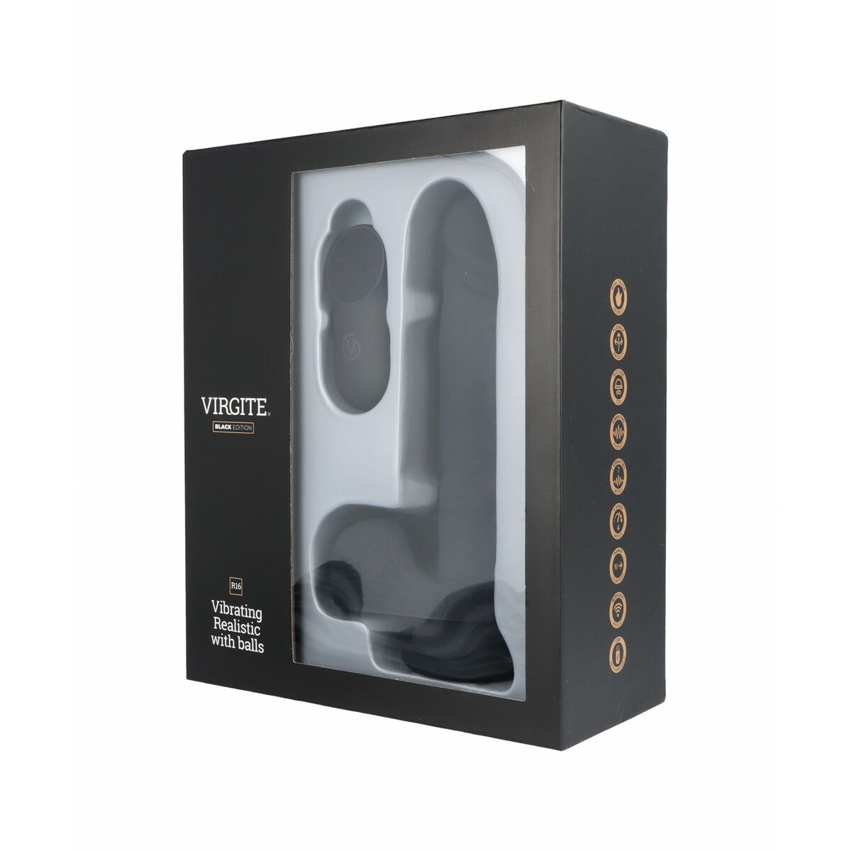 Dildo realist Virgite R16 Negru 16 cm, 3, roseregalo.com