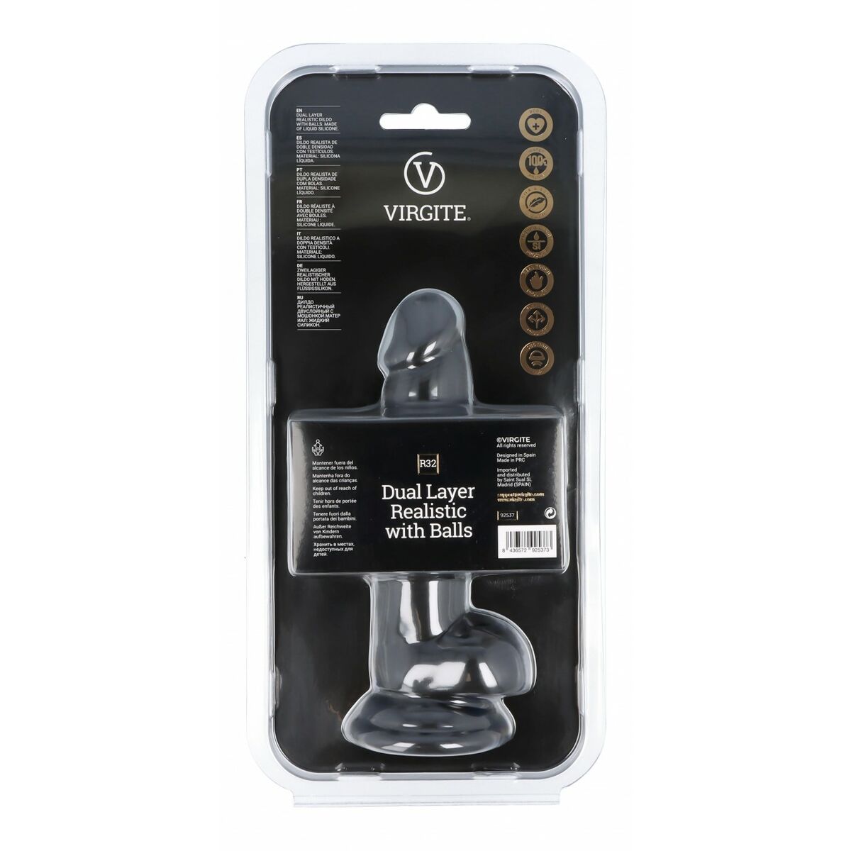 Dildo realist Virgite R32 Negru 17 cm, 3, roseregalo.com