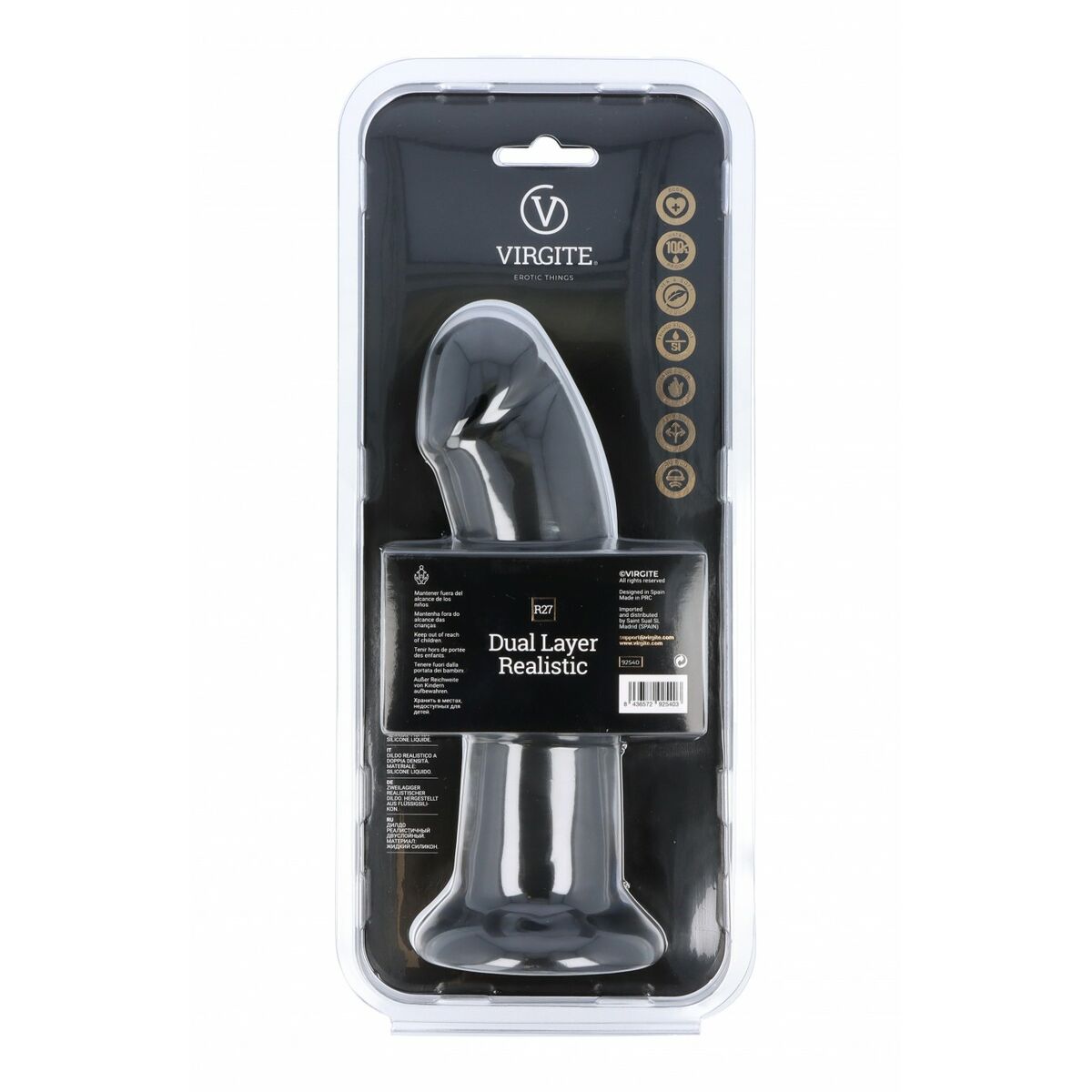 Dildo realist Virgite R27 Negru 21 cm, 3, roseregalo.com