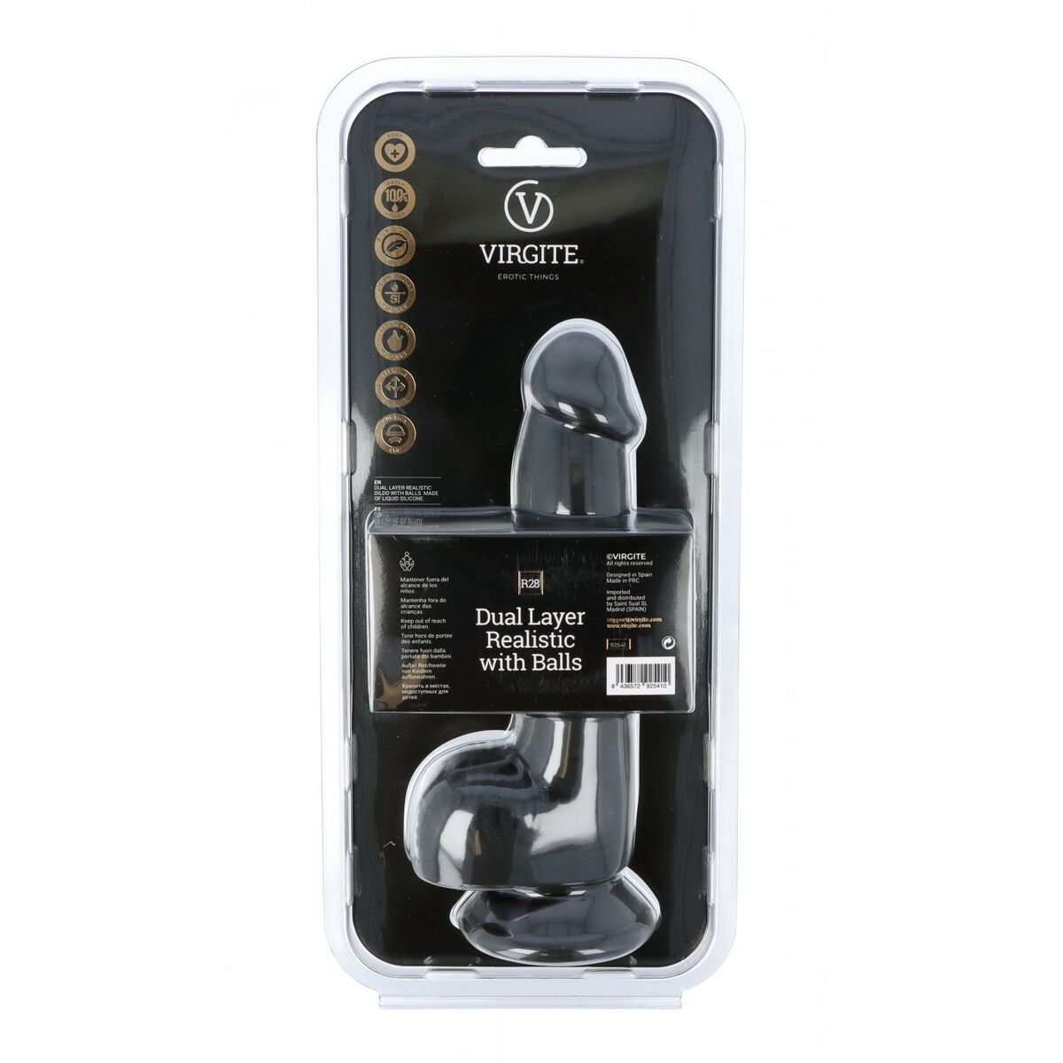 Dildo realist Virgite R28 Negru 20 cm, 3, roseregalo.com